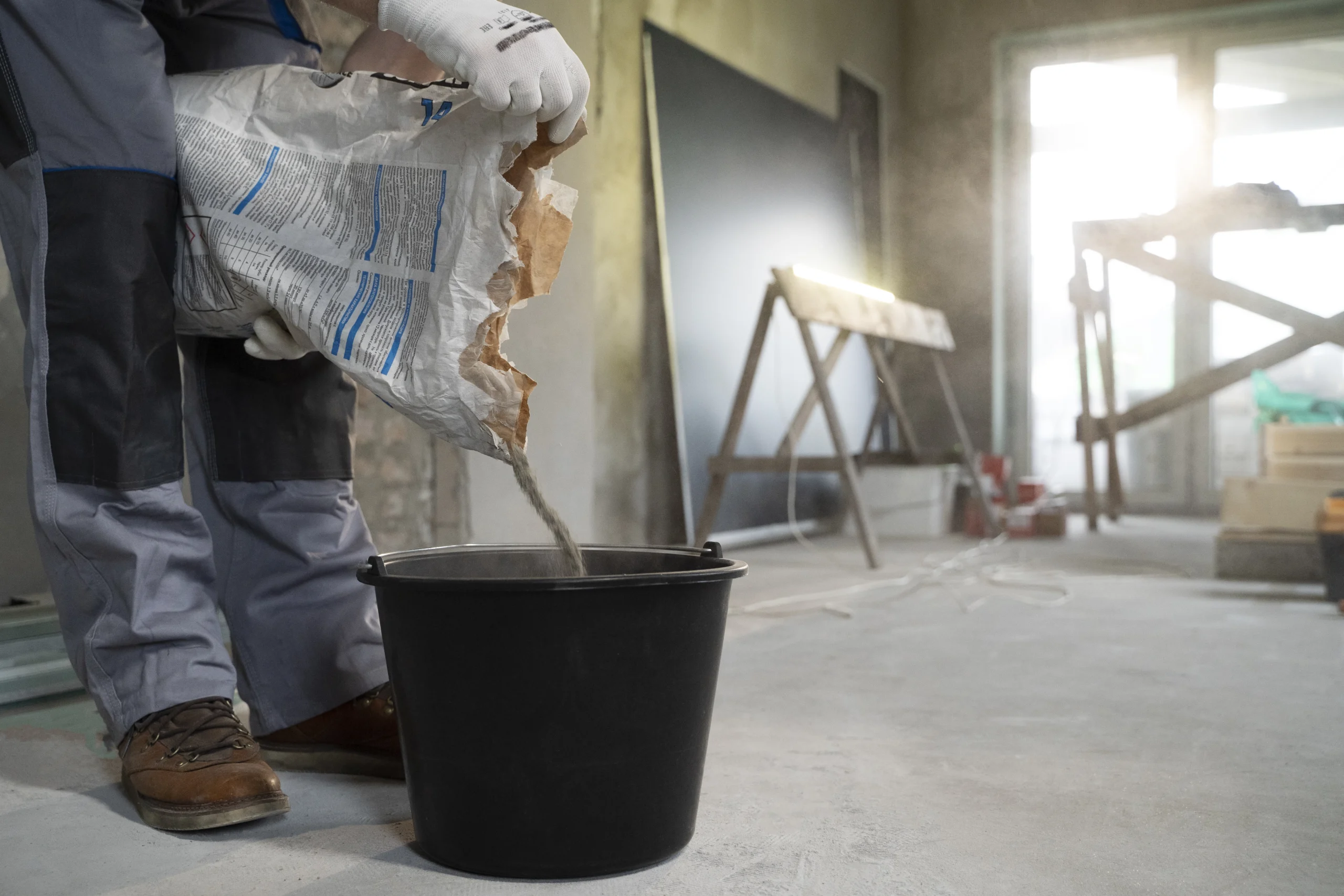un employé pratiquant une isolation des sols